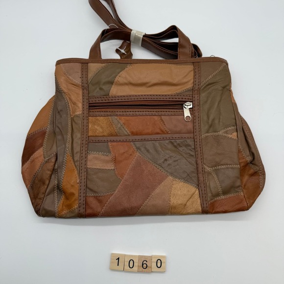 Vintage Boho Patchwork Leather Shoulder Bag unused. Brown purse - Picture 2 of 7